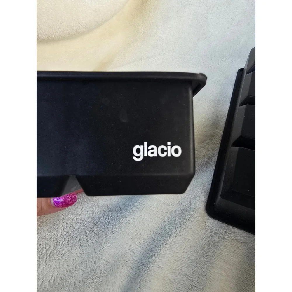 Glacio Silicone Large Ice Cube Trays Black Set of 2 Square Molds for Whiskey